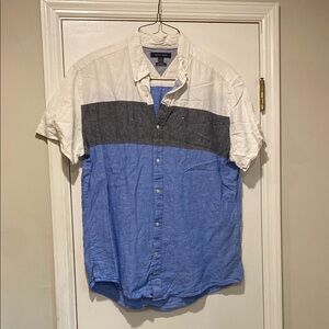 Tommy Hilfiger Blue, Gray, and White Casual Shirt